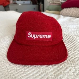 Supreme Red Tweed wool camp cap